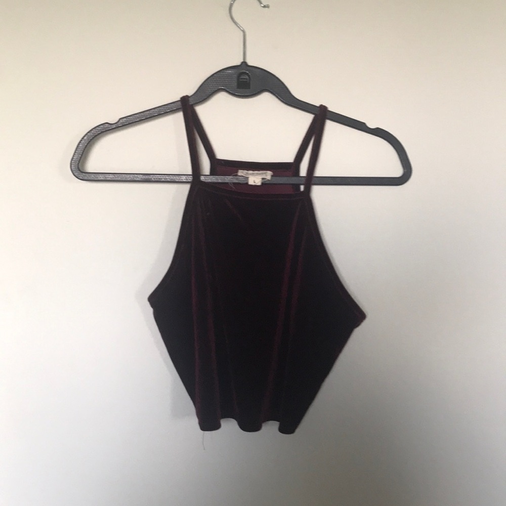 maroon velvet crop top